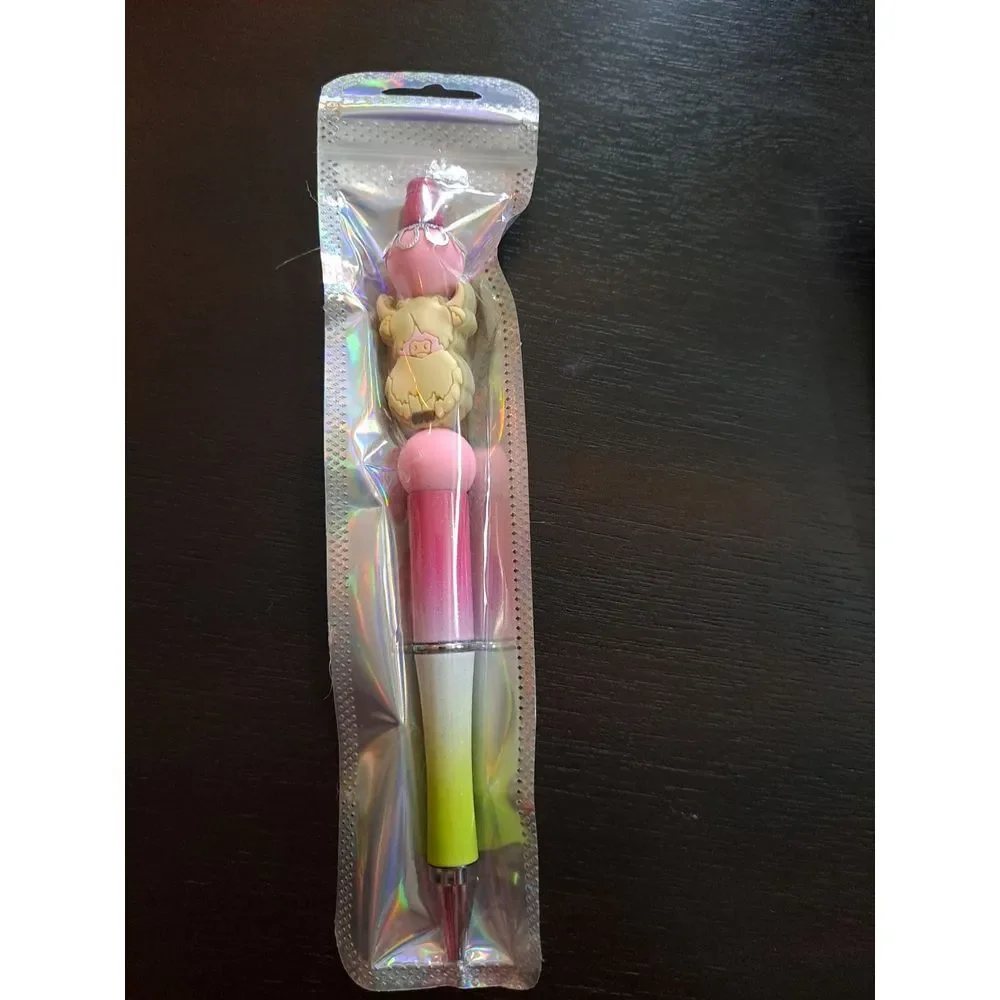 Mooo Yellow Cow Pink‎ White Green Colors For Pen Custom Beaded Pen Black Ink